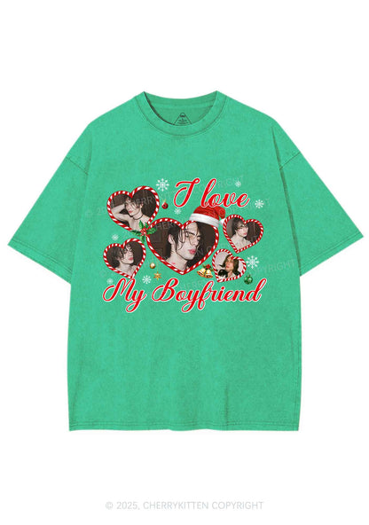 Custom Christmas I Love My GF Y2K Shirts Washed Tee Cherrykitten