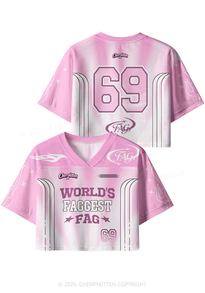 Worlds Faggest Fag Pride Y2K Crop Sport Jersey Shirts Cherrykitten