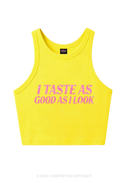 Glitter I Taste Good Y2K Crop Tank Top Cherrykitten