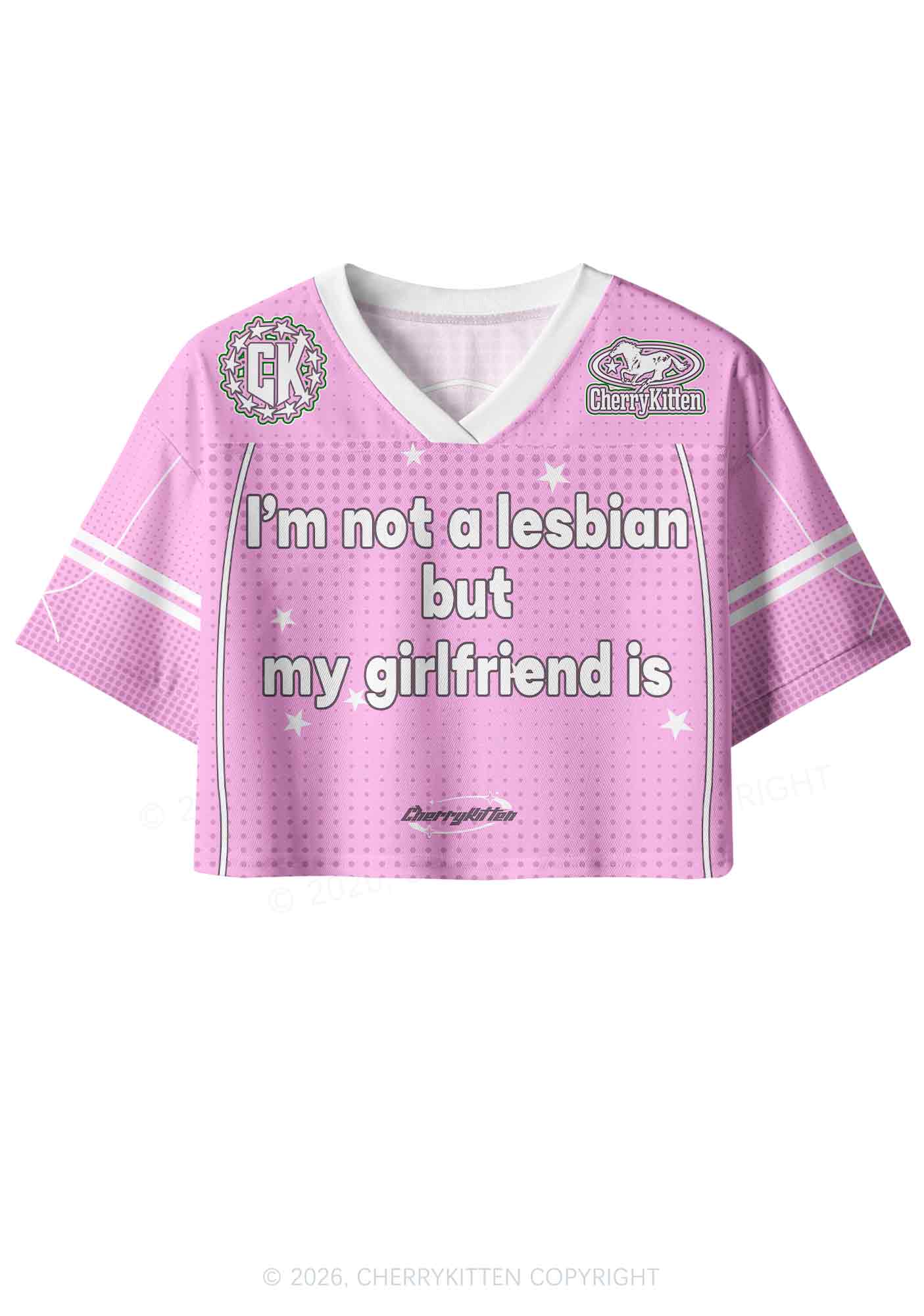 My Girlfriend Is Lesbian Pride Y2K Crop Sport Jersey Shirts Cherrykitten