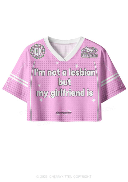 My Girlfriend Is Lesbian Pride Y2K Crop Sport Jersey Shirts Cherrykitten