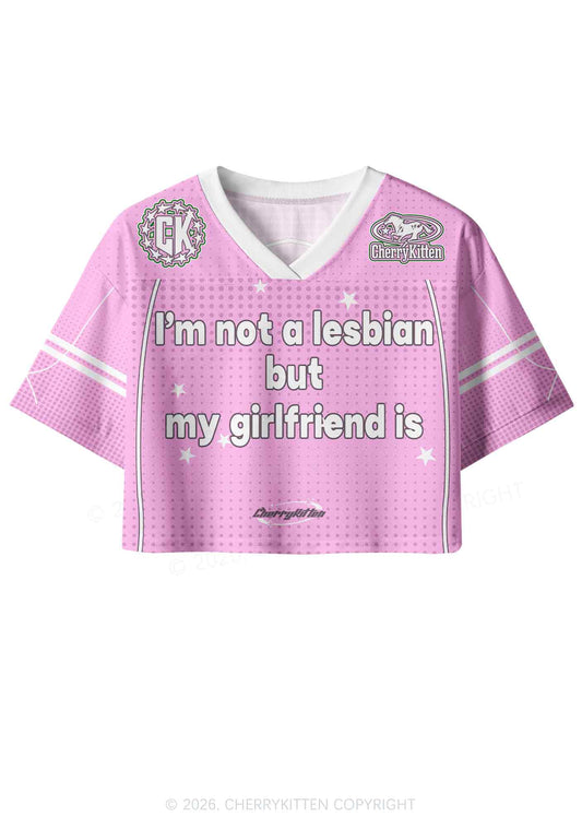 My Girlfriend Is Lesbian Pride Y2K Crop Sport Jersey Shirts Cherrykitten