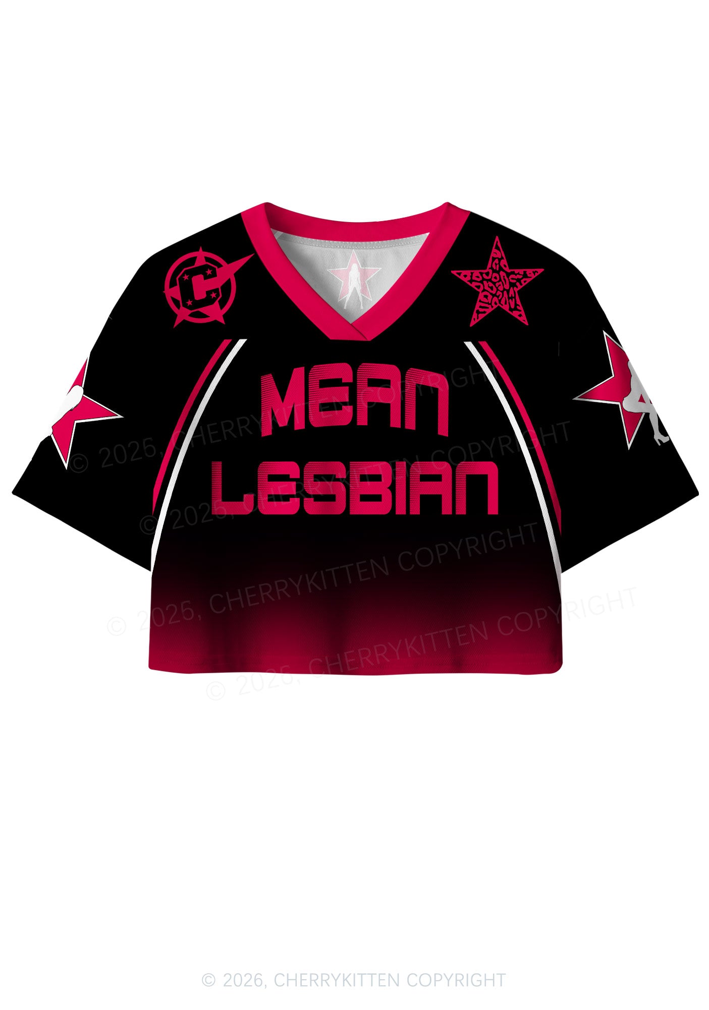 Black Mean Lesbian Pride Y2K Crop Sport Jersey Shirts Cherrykitten