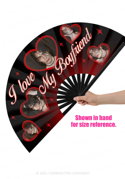Custom I Love My BF GF Valentine's Day Y2K Rave Hand Fan Cherrykitten