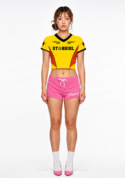 Yellow Stargirl Y2K Crop Football Jersey Shirts Cherrykitten