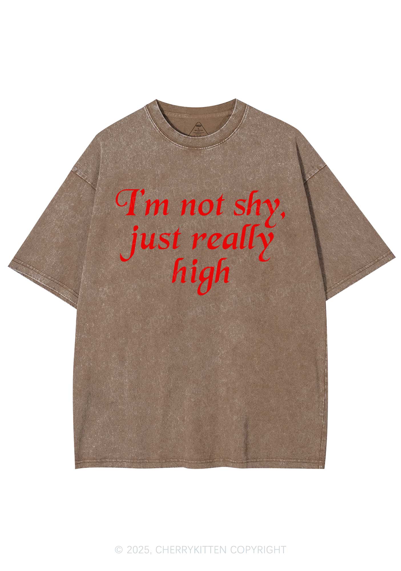 Just Really High Y2K Shirts Washed Tee Cherrykitten
