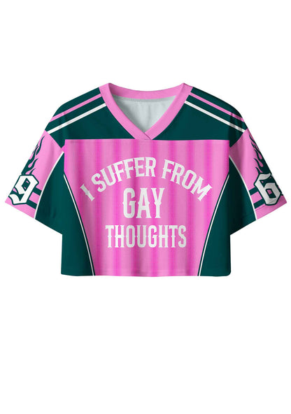 Pink Green Gay Thoughts Pride Y2K Crop Sport Jersey Shirts Cherrykitten