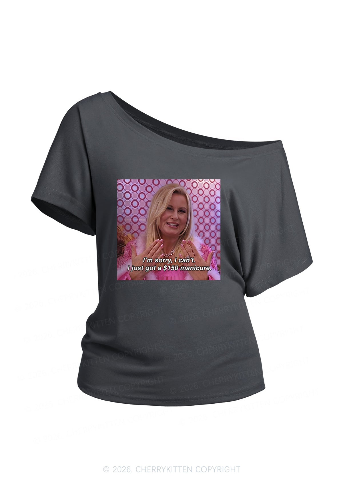 I Just Got Manicure Y2K Off Shoulder Tee Cherrykitten