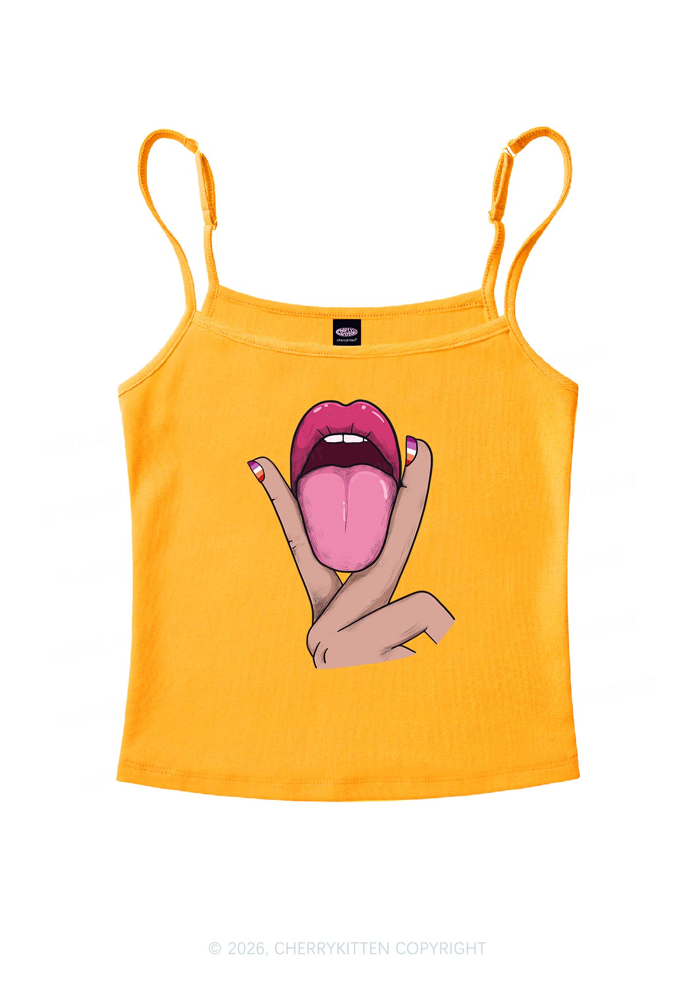 Lesbian Kissing Pride Y2K Spaghetti Strap Cami Cherrykitten