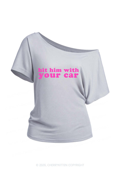 Hit Him Y2K Off Shoulder Tee Cherrykitten