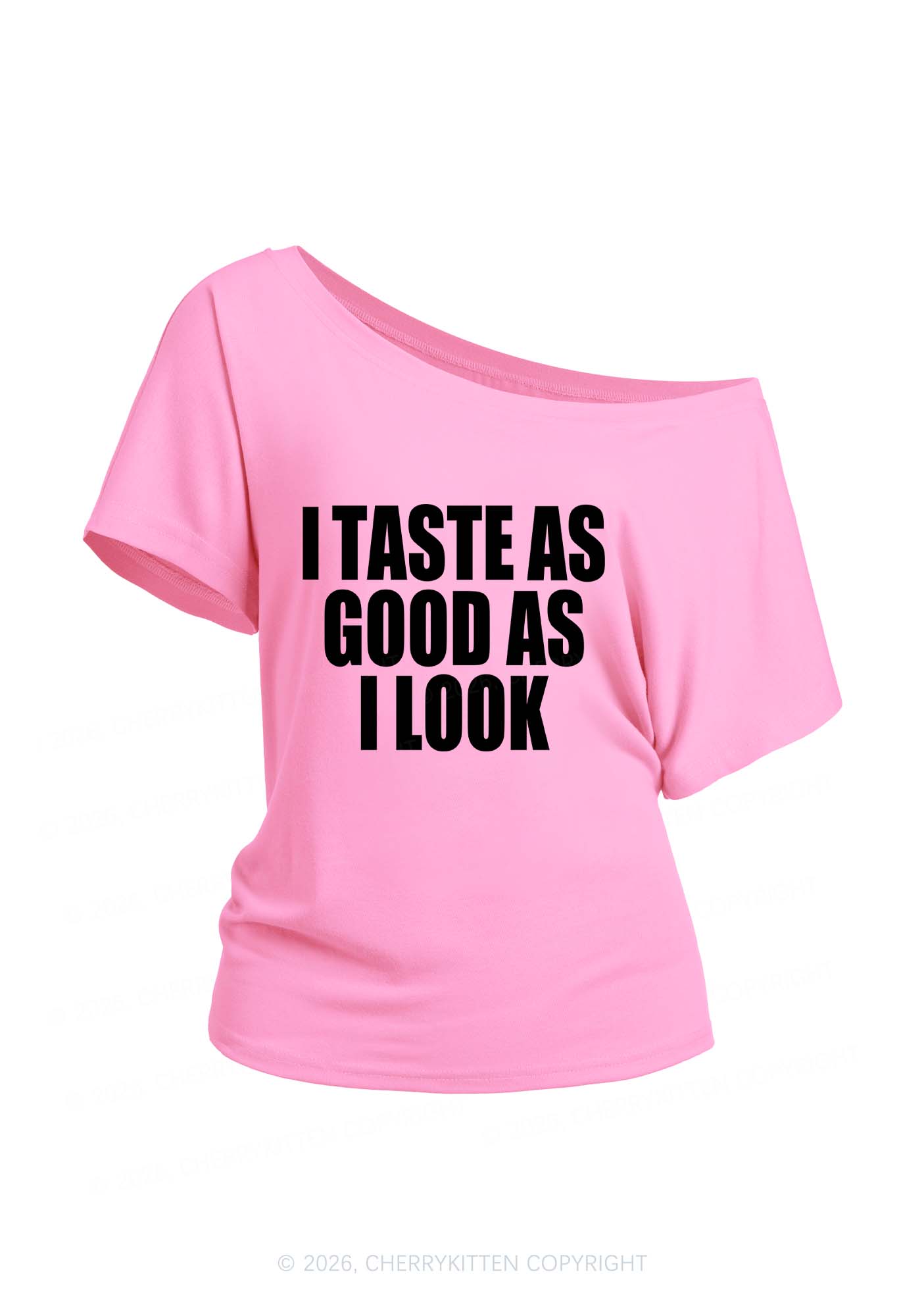 Taste Good Y2K Off Shoulder Tee Cherrykitten