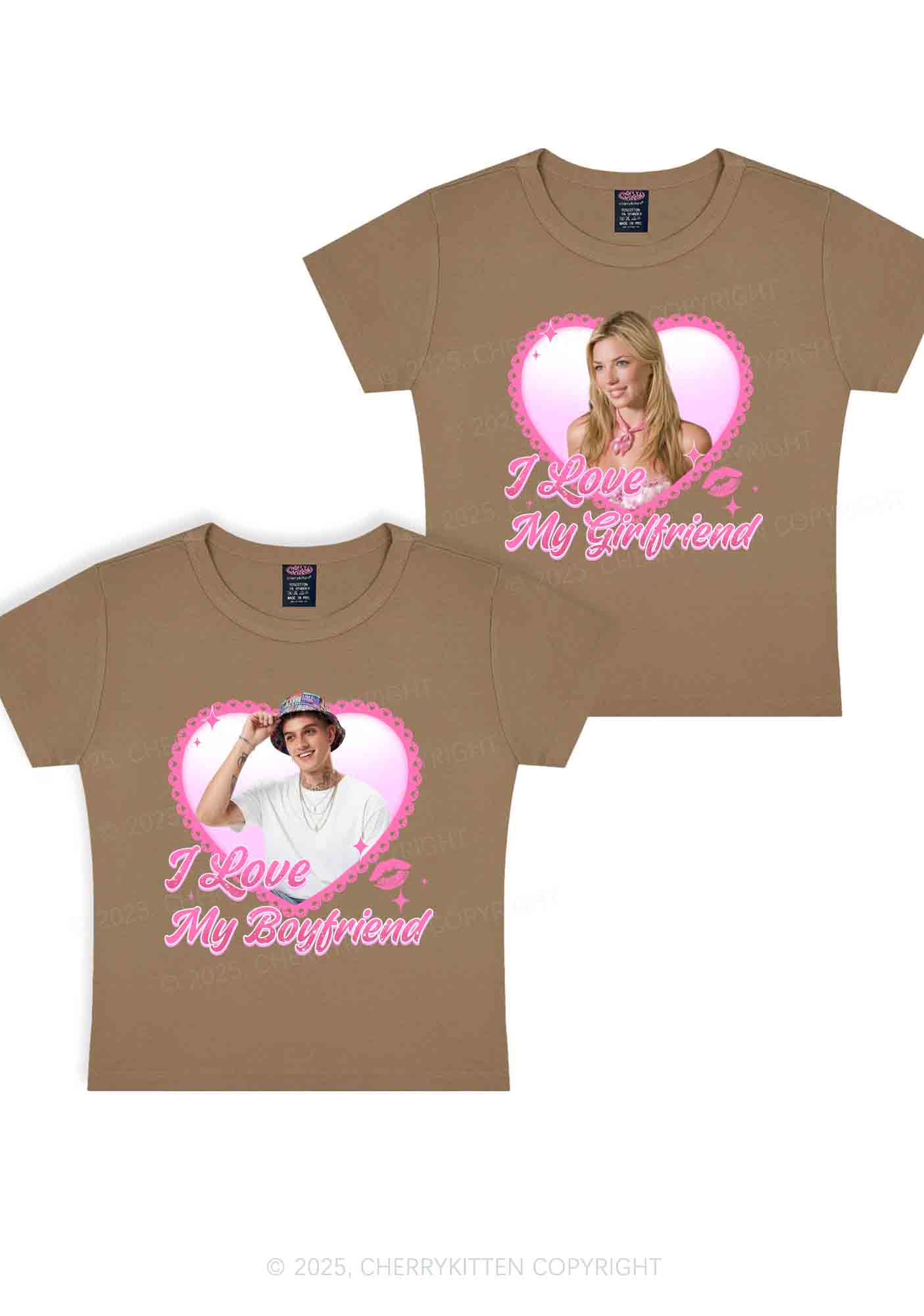 Custom Love My GF BF Photo Y2K Valentine's Day Baby Tee Cherrykitten