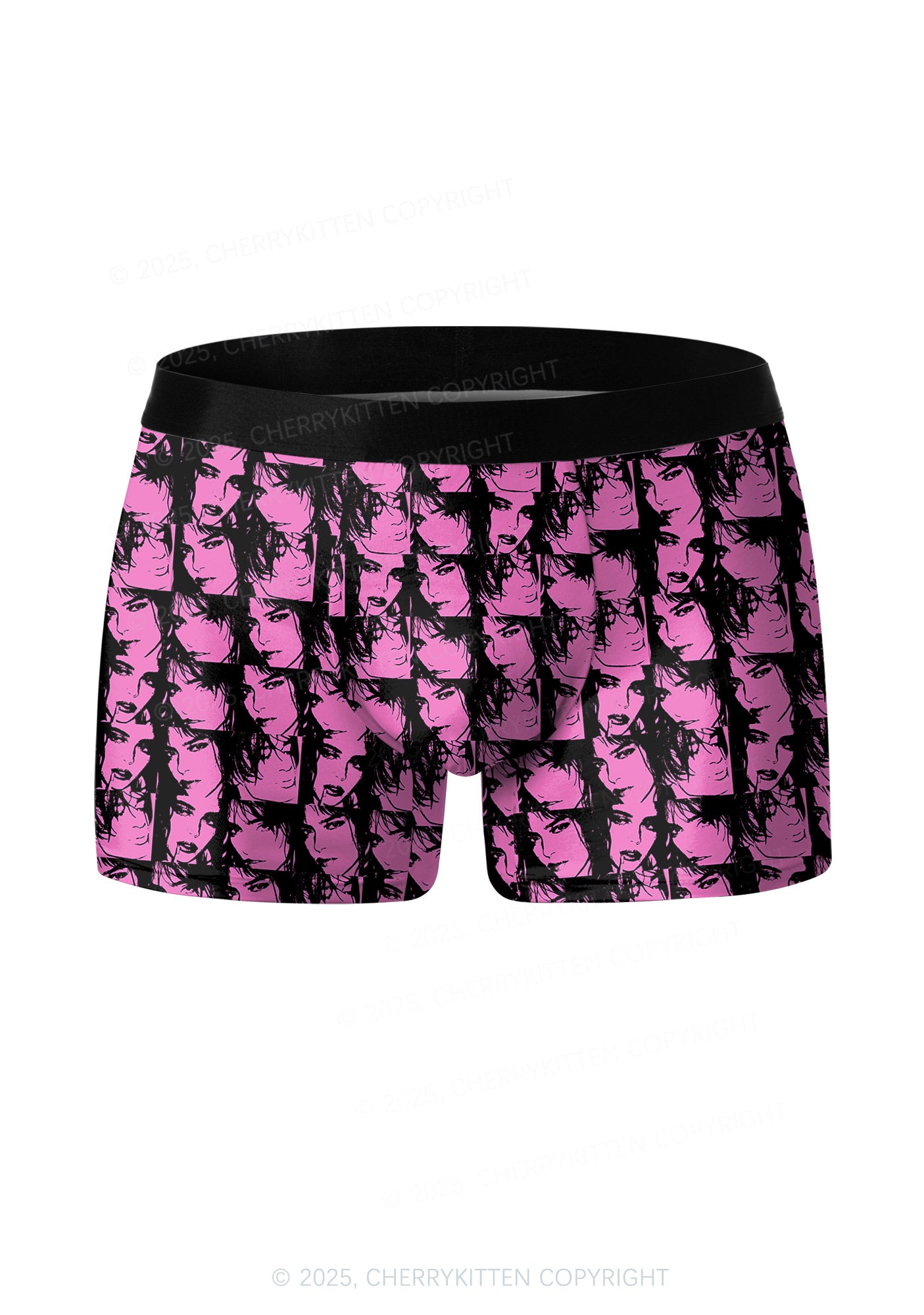 Pink Custom Portrait Valentine's Day Y2K Print Couples Boxer Briefs Set Cherrykitten