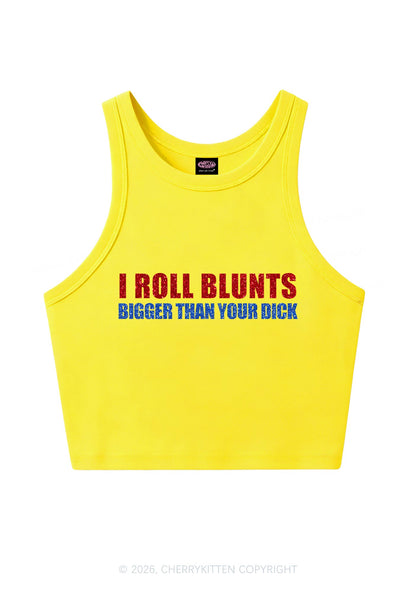 Glitter I Roll Blunts Y2K Crop Tank Top Cherrykitten