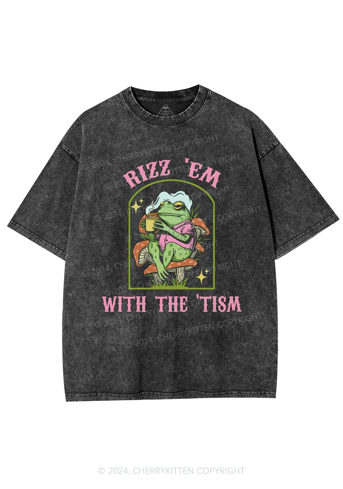 Sigma Rizz Frog Cherrykitten Tism Rizz Frog Y2K Washed Tee Cherrykitten for Sale