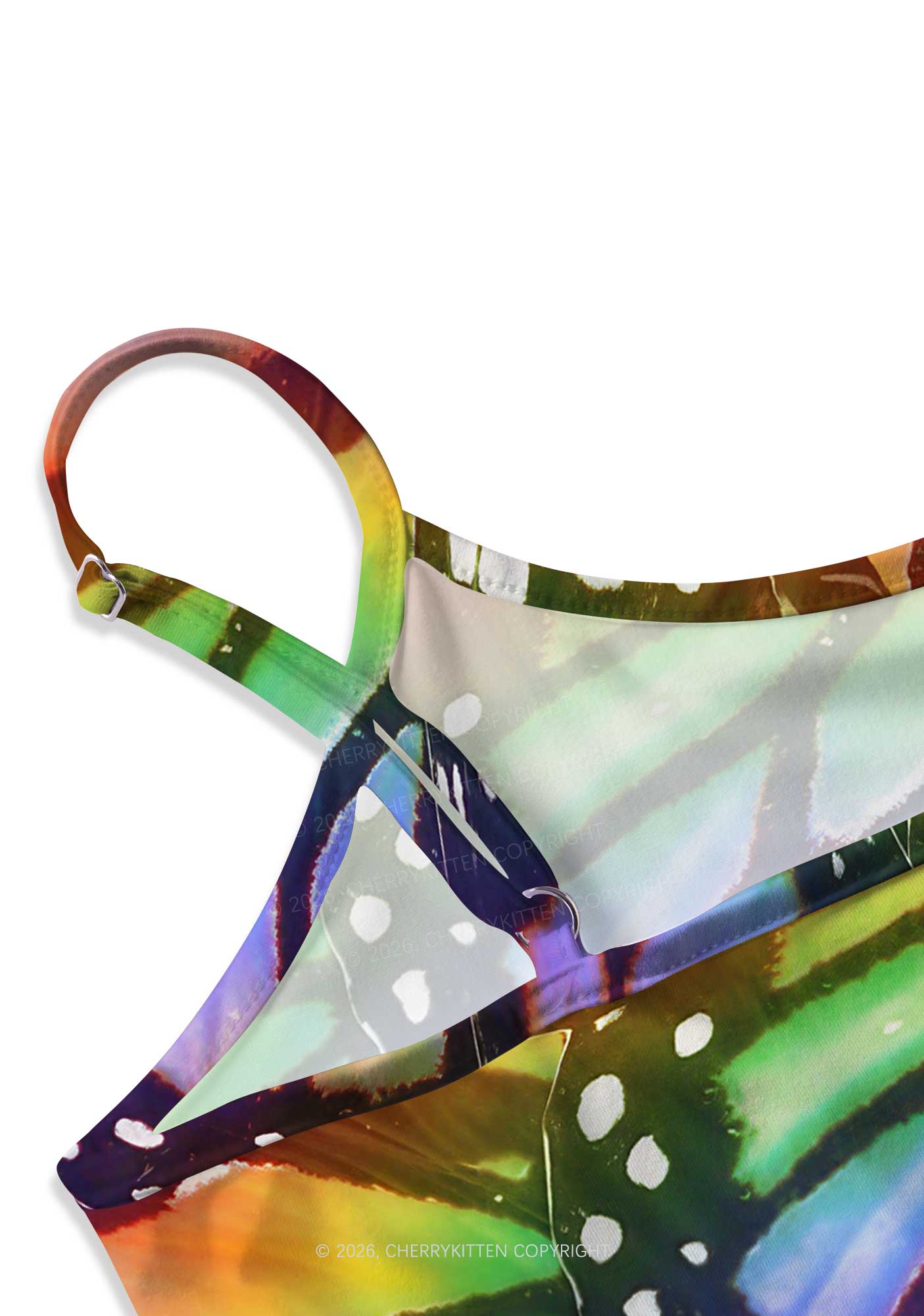 Rainbow Butterfly Y2K Print Cami Crop Top Cherrykitten