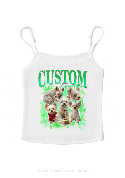 Custom Sparkle Dog Photo Y2K Spaghetti Strap Cami Cherrykitten