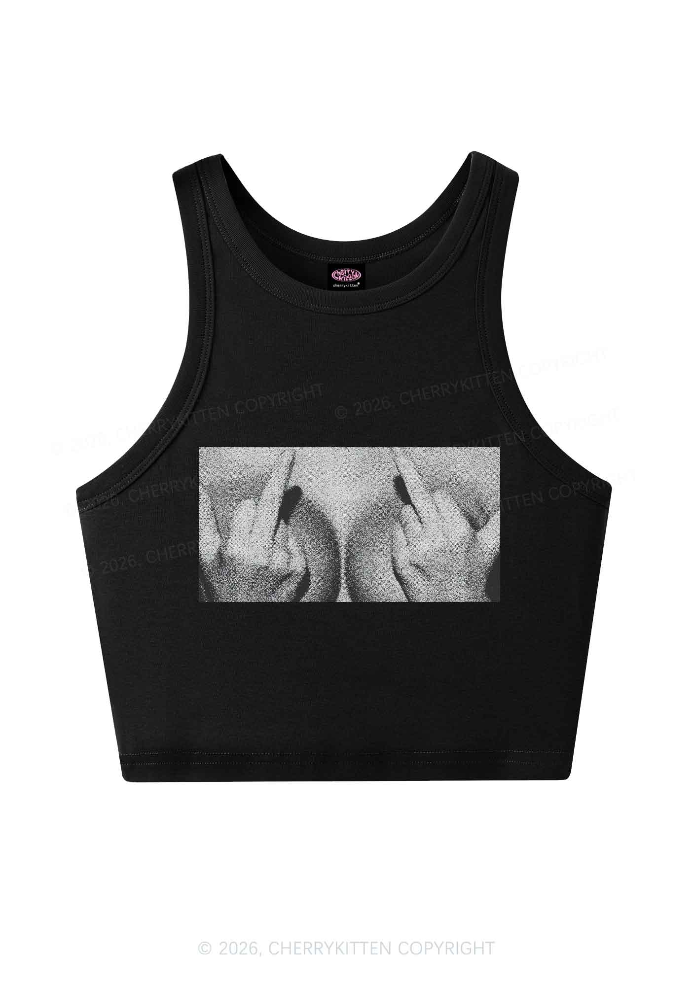 Middle Finger Bxxbs Y2K Crop Tank Top Cherrykitten