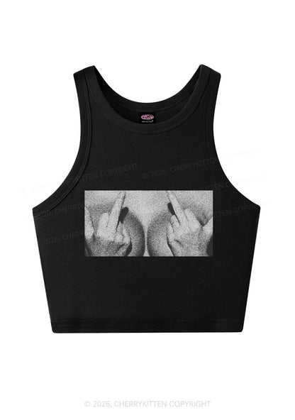 Middle Finger Bxxbs Y2K Crop Tank Top Cherrykitten