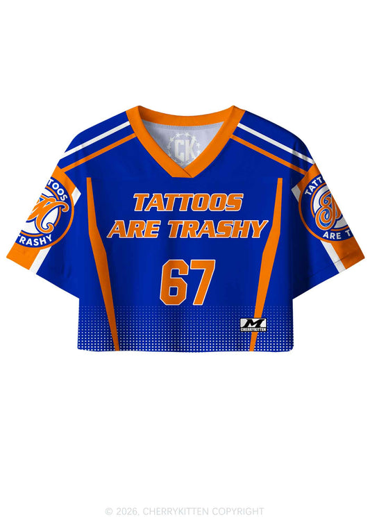 Blue Tattoos Are Trashy Y2K Crop Sport Jersey Shirts Cherrykitten