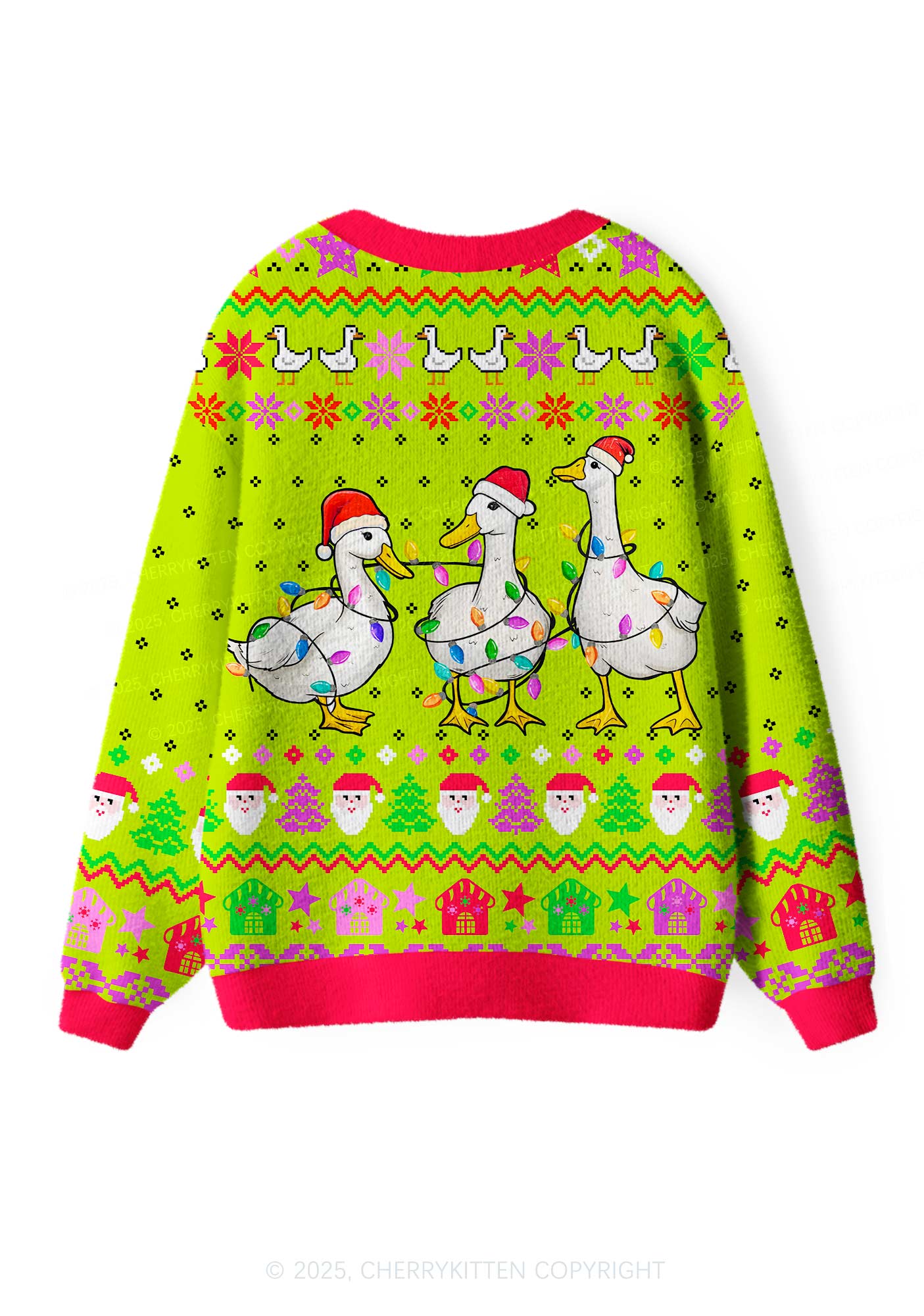 Santa Duck Y2K Christmas Cardigan Knit Sweatshirt Cherrykitten