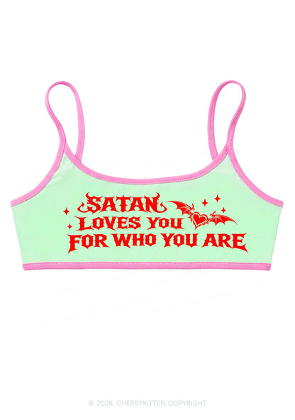 Halloween Satan Loves You Y2K Super Crop Cami Cherrykitten