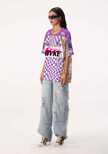 Purple Plaid Dyke Pride Y2K Sport Jersey Shirts Cherrykitten