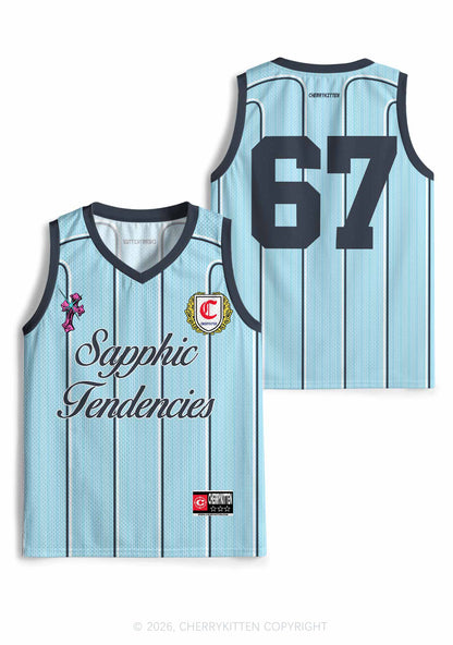 Light Blue Sapphic Tendencies Pride Y2K Sport Jersey Tank Cherrykitten