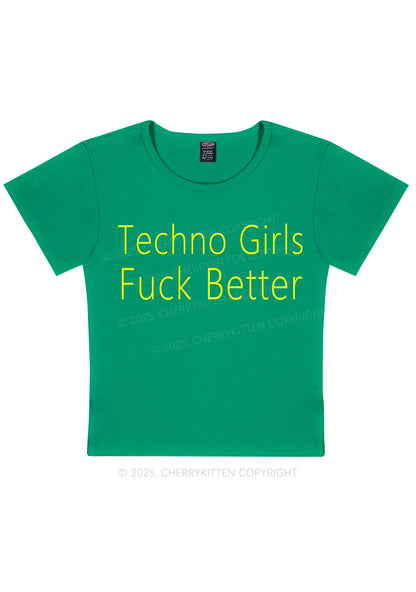 Techno Girls Fxxk Better Y2K Baby Tee Cherrykitten