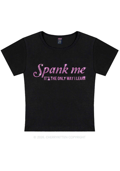Rhinestone Spank Me Y2K Baby Tee Cherrykitten