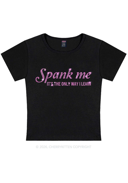 Rhinestone Spank Me Y2K Baby Tee Cherrykitten
