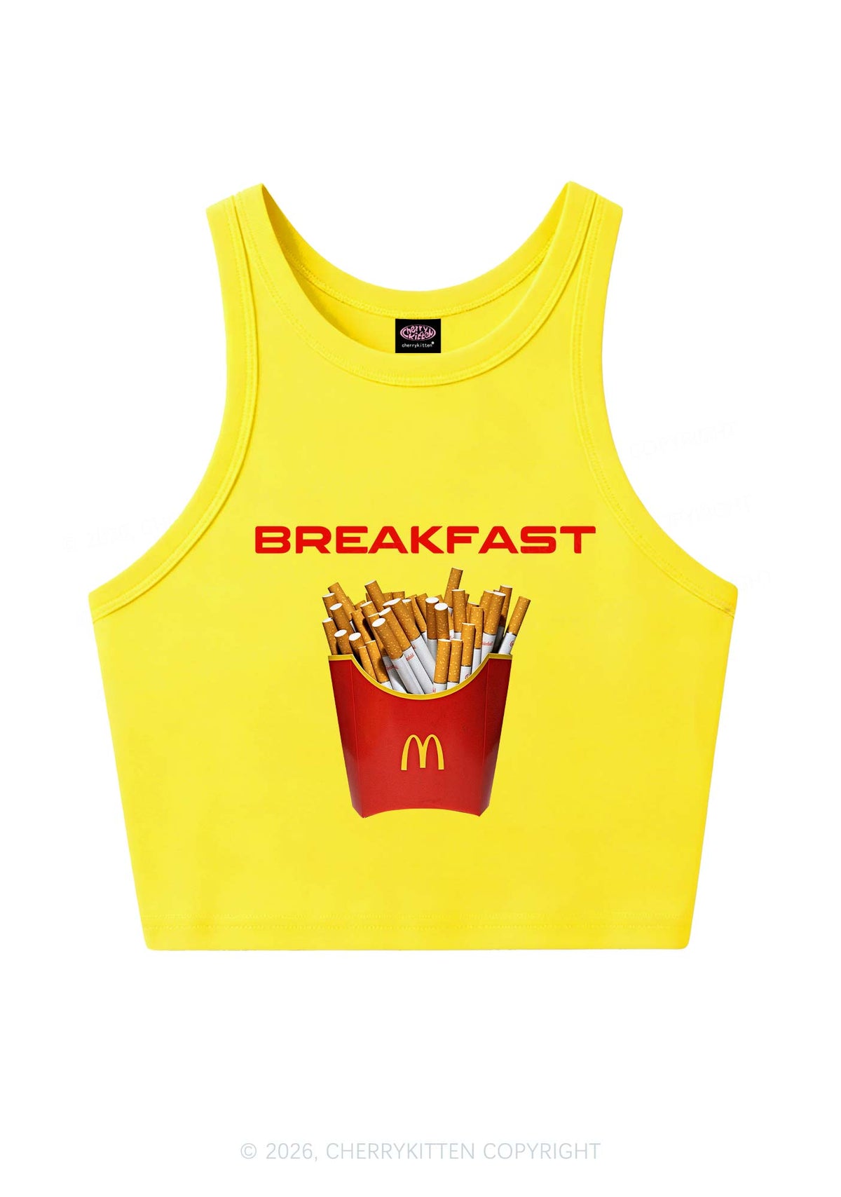 Breakfast Cigarette Y2K Crop Tank Top Cherrykitten