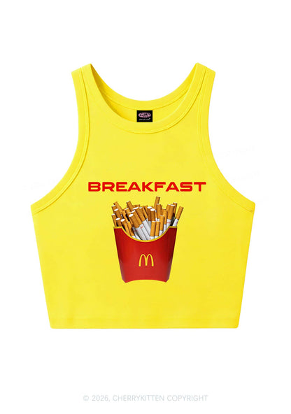 Breakfast Cigarette Y2K Crop Tank Top Cherrykitten