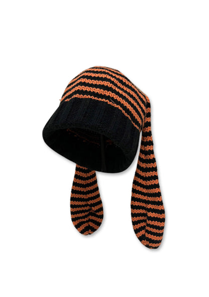 Bunny Ears Striped Y2K Knitted Hat Cherrykitten