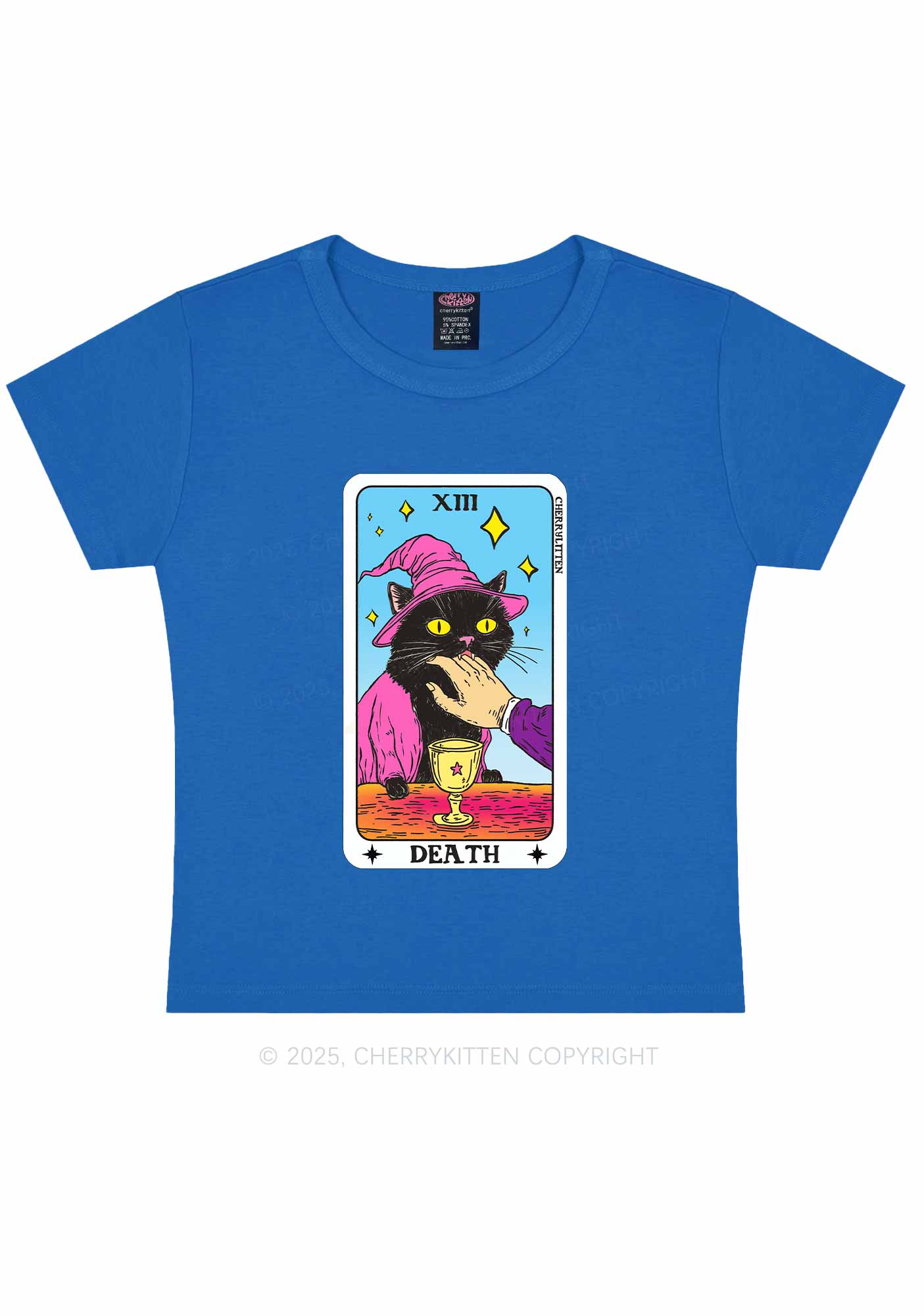 Halloween Death Black Cat Y2K Baby Tee Cherrykitten