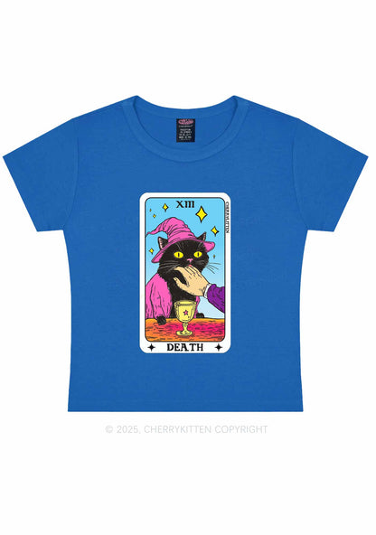 Halloween Death Black Cat Y2K Baby Tee Cherrykitten