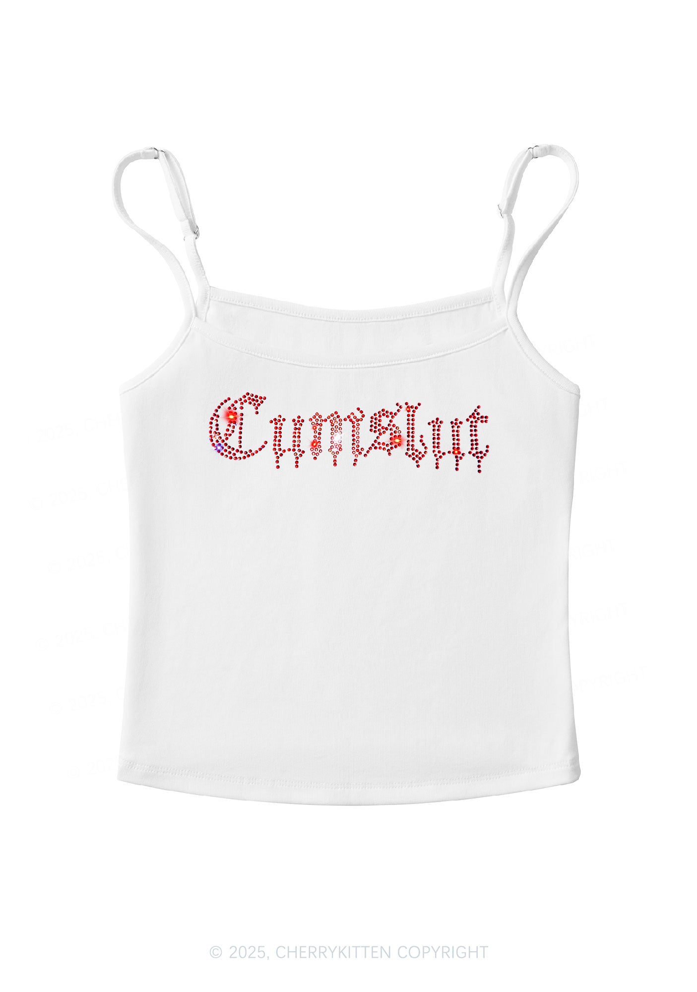 Rhinestone Cxmslxt Y2K Spaghetti Strap Cami Cherrykitten