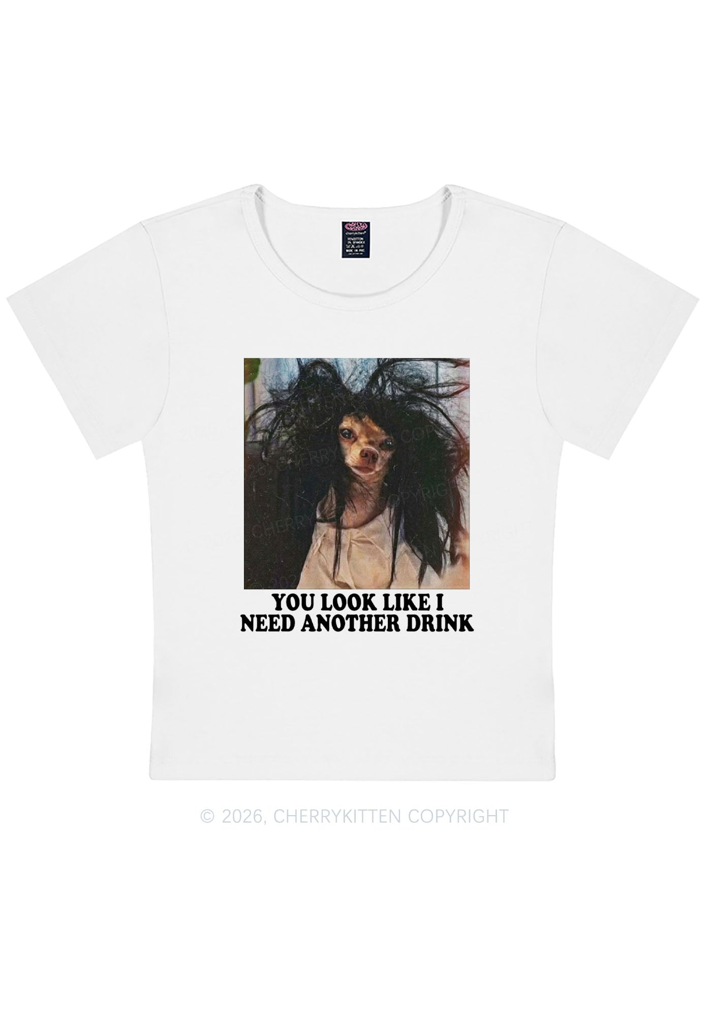 You Look Like I Need Another Drink Y2K Baby Tee Cherrykitten