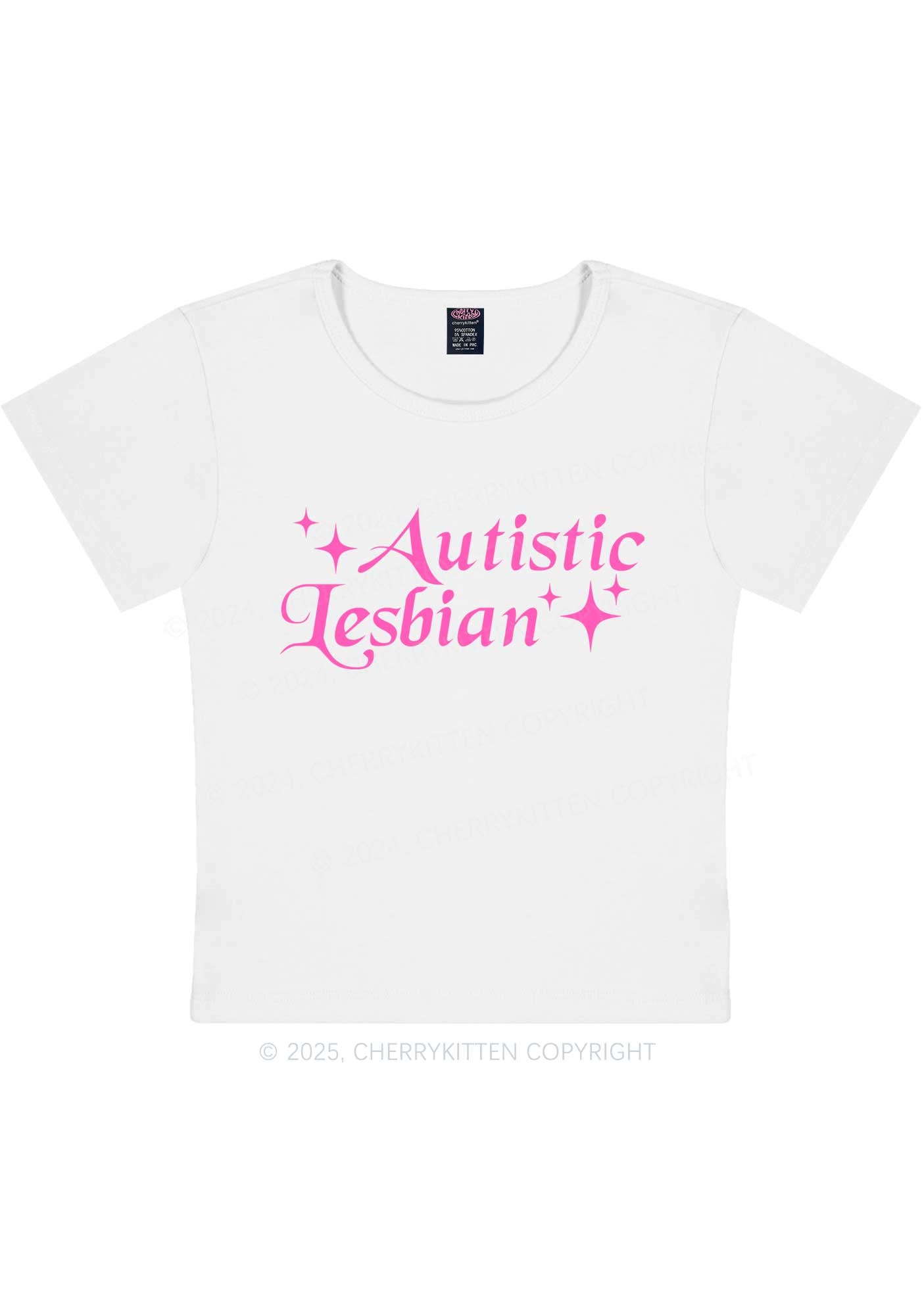 Autistic Lesbian Y2K Baby Tee Cherrykitten