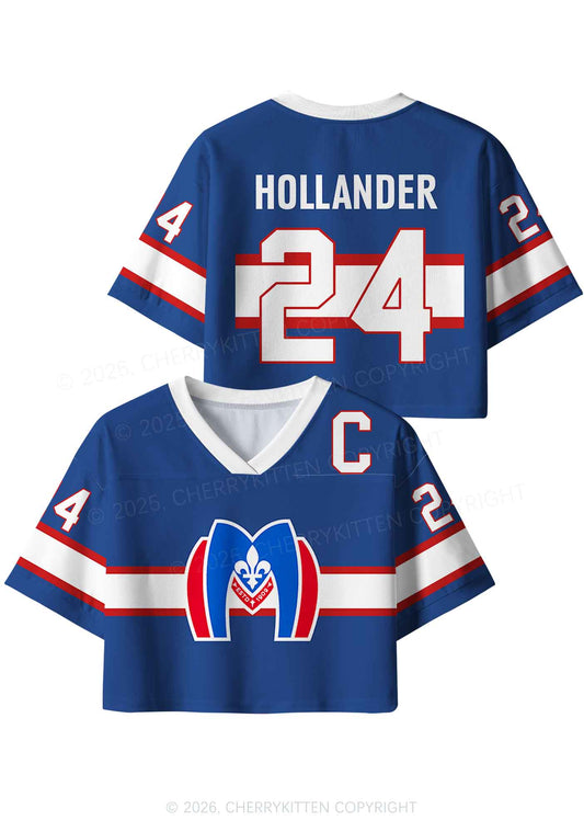Blue Hockey HR Y2K Crop Sport Jersey Shirts Cherrykitten