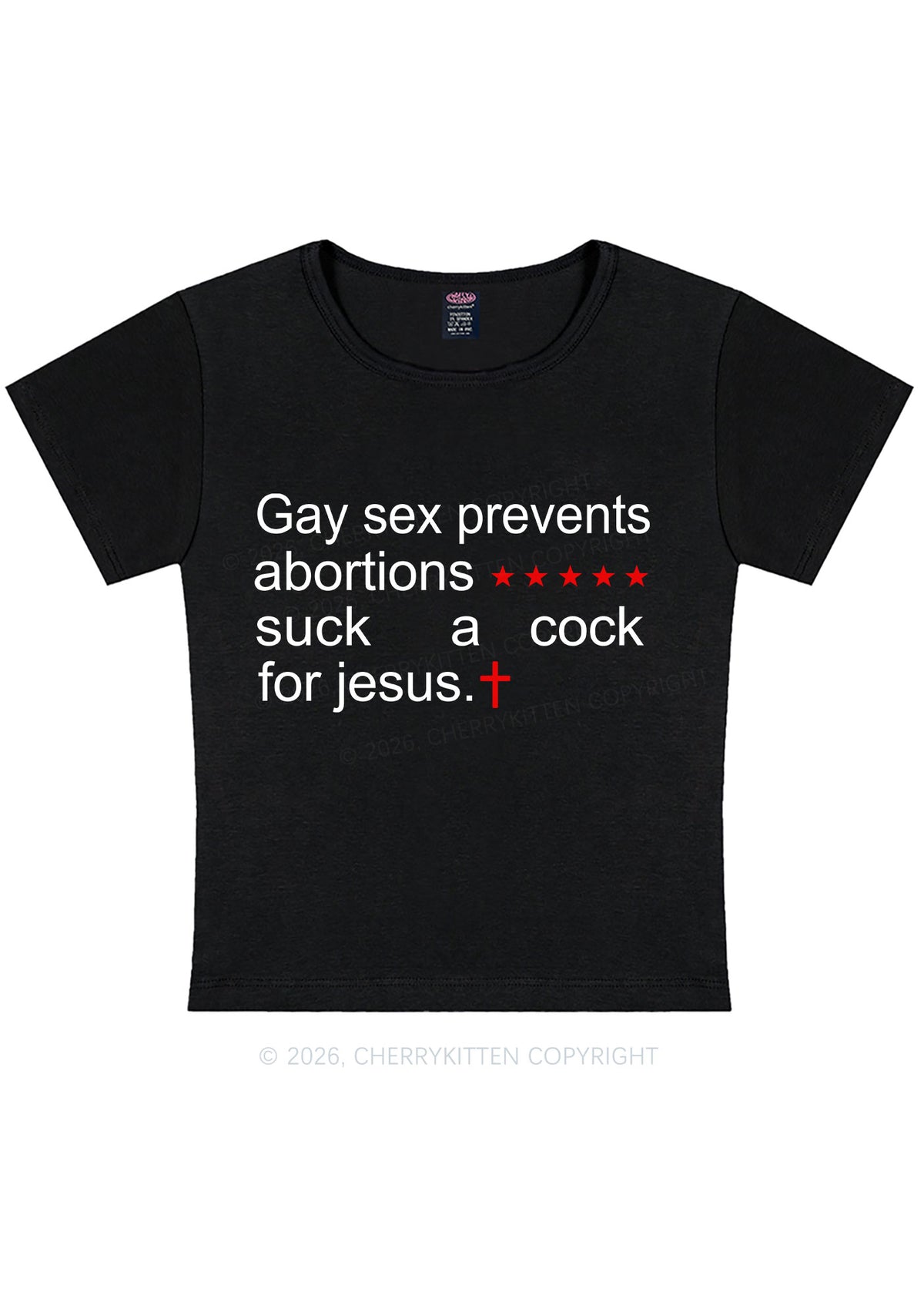Suck A Cock For Jesus Pride Y2K Baby Tee Cherrykitten