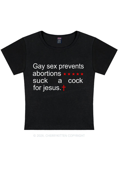 Suck A Cock For Jesus Pride Y2K Baby Tee Cherrykitten