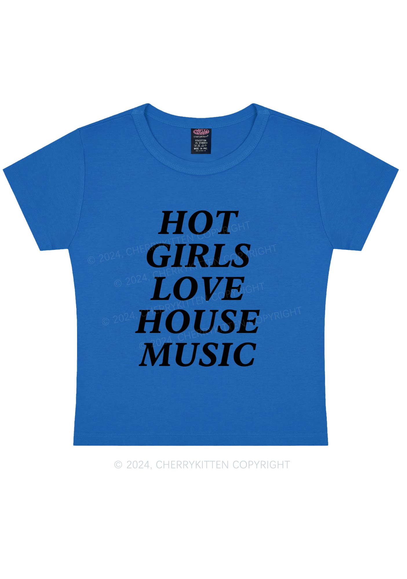 Girls Love House Music Y2K Baby Tee Cherrykitten