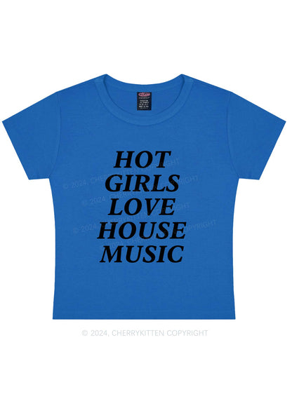 Girls Love House Music Y2K Baby Tee Cherrykitten