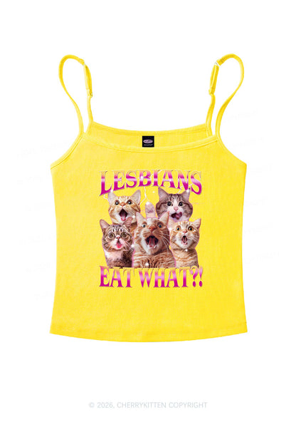 Funny Lesbian Cat Pride Y2K Spaghetti Strap Cami Cherrykitten