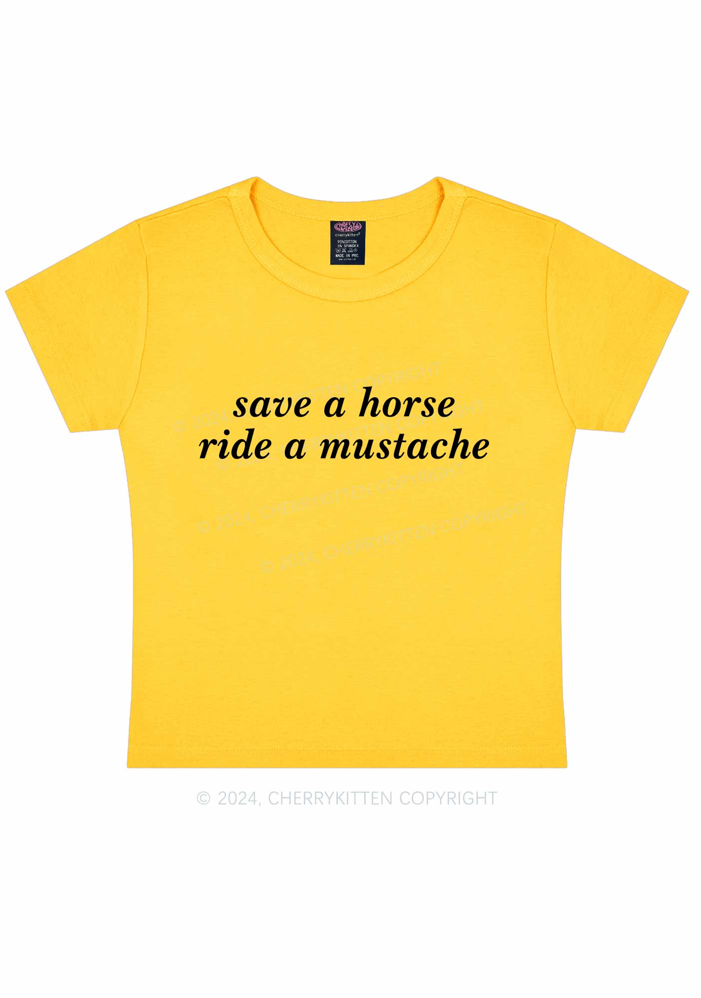 Ride A Mustache Y2K Baby Tee Cherrykitten