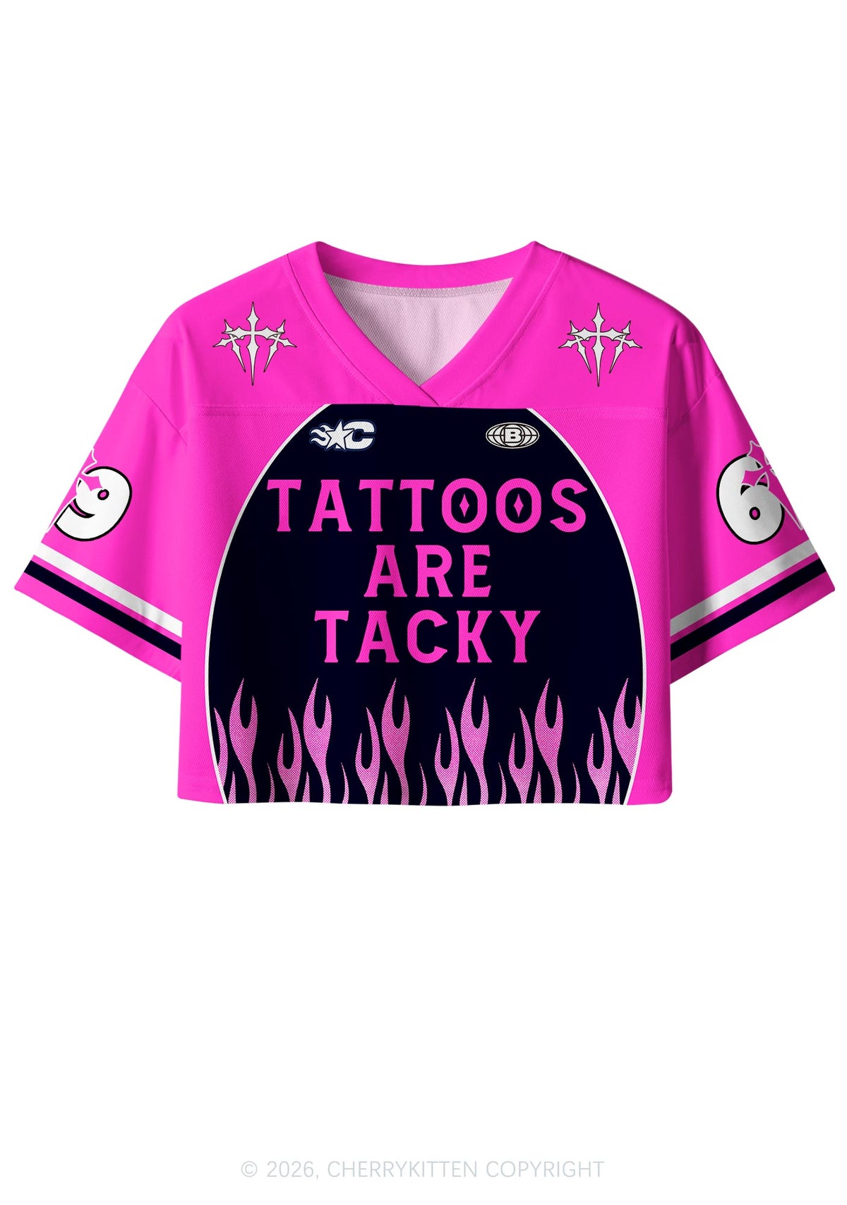 Tattoos Are Tacky Y2K Crop Sport Jersey Shirts Cherrykitten