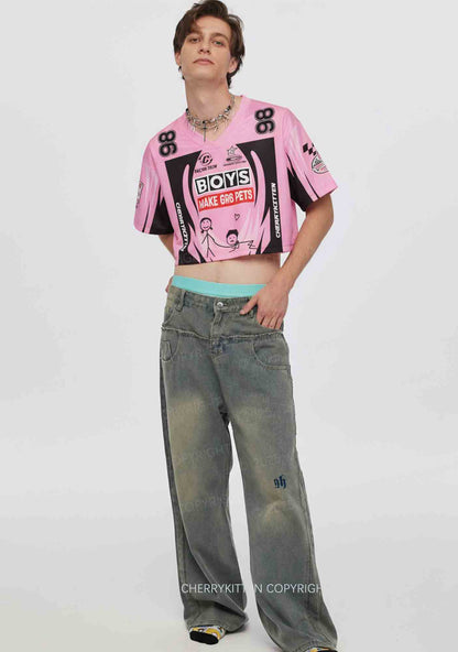 Custom Boys Make Gr8 Pets Y2K Crop Sport Jersey Shirts Cherrykitten