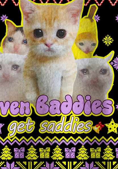 Saddies Five Cats Y2K Christmas Knit Sweatshirt Cherrykitten