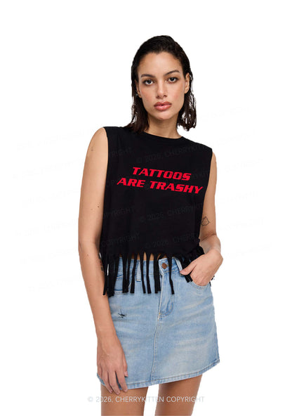 Tattoos Are Trashy Y2K Fringe Tank Top Cherrykitten